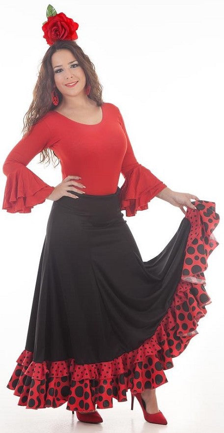 Falda Flamenca Roja y Negra para Mujer