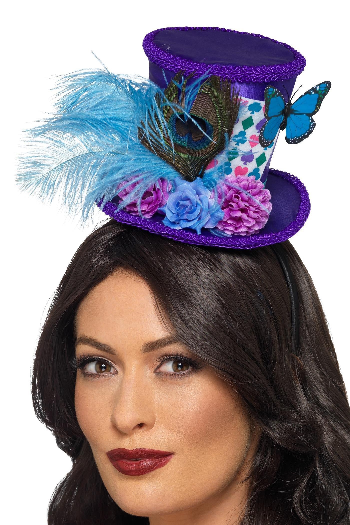 Mini Sombrero de Sombrerera Loca con Plumas