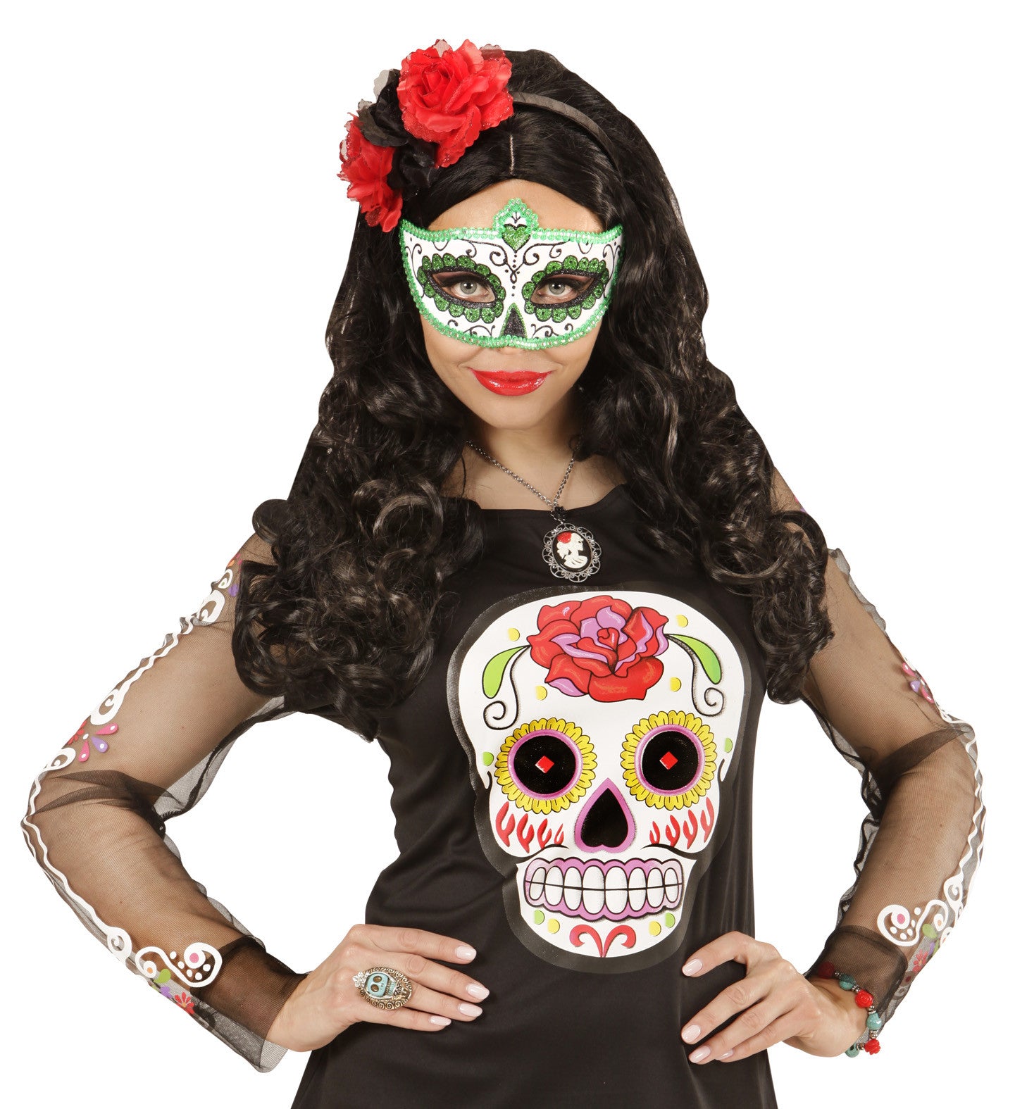 Antifaz de Catrina Muerte Mexicana Verde