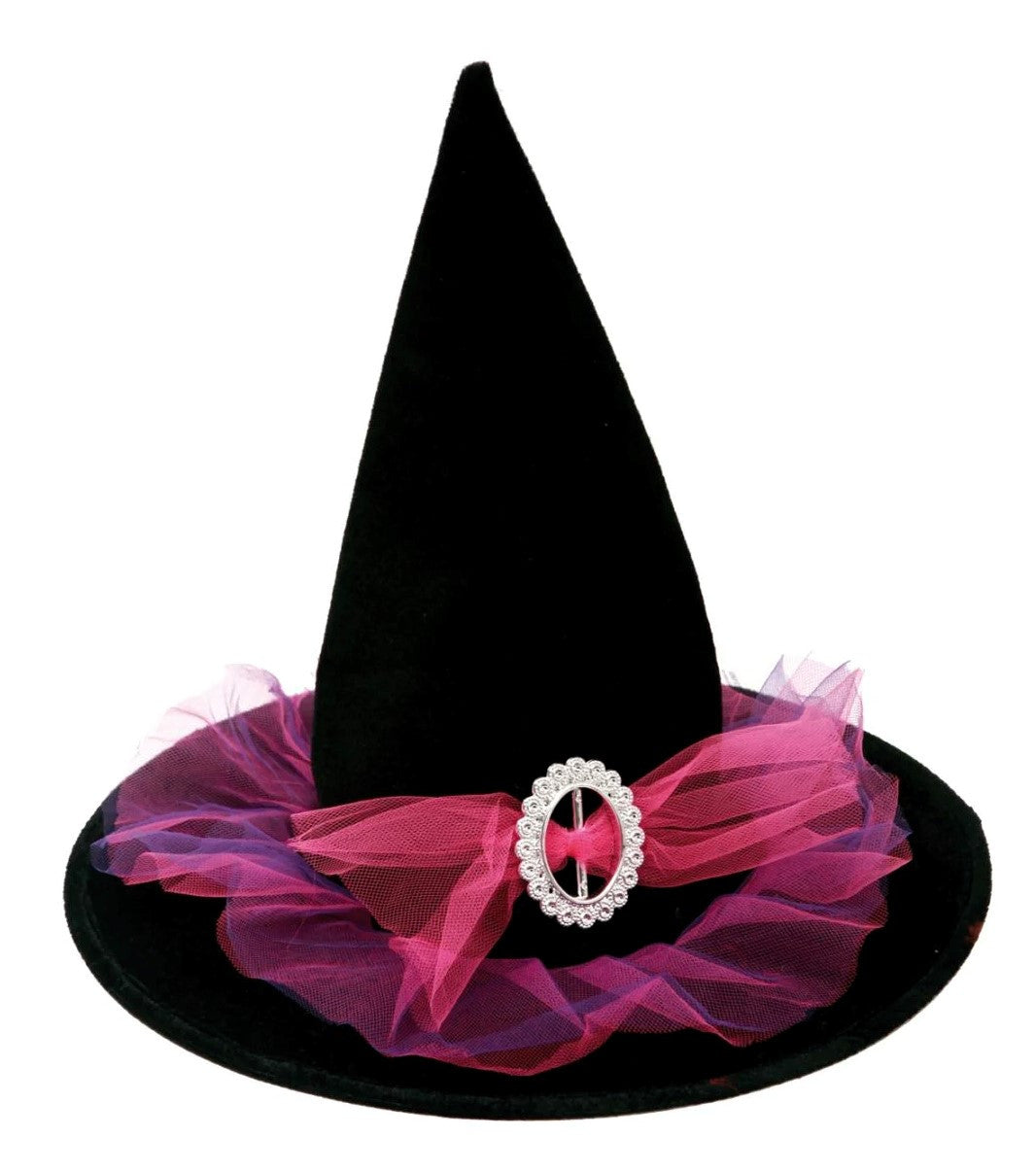 Sombrero de Bruja Negro y Rosa