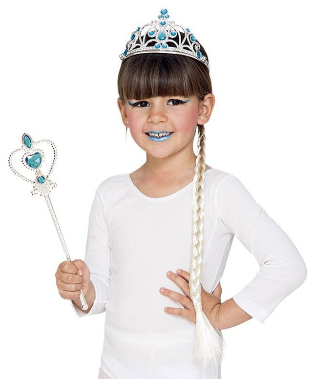 Kit de Princesa Elsa con Cetro, Tiara y Trenza