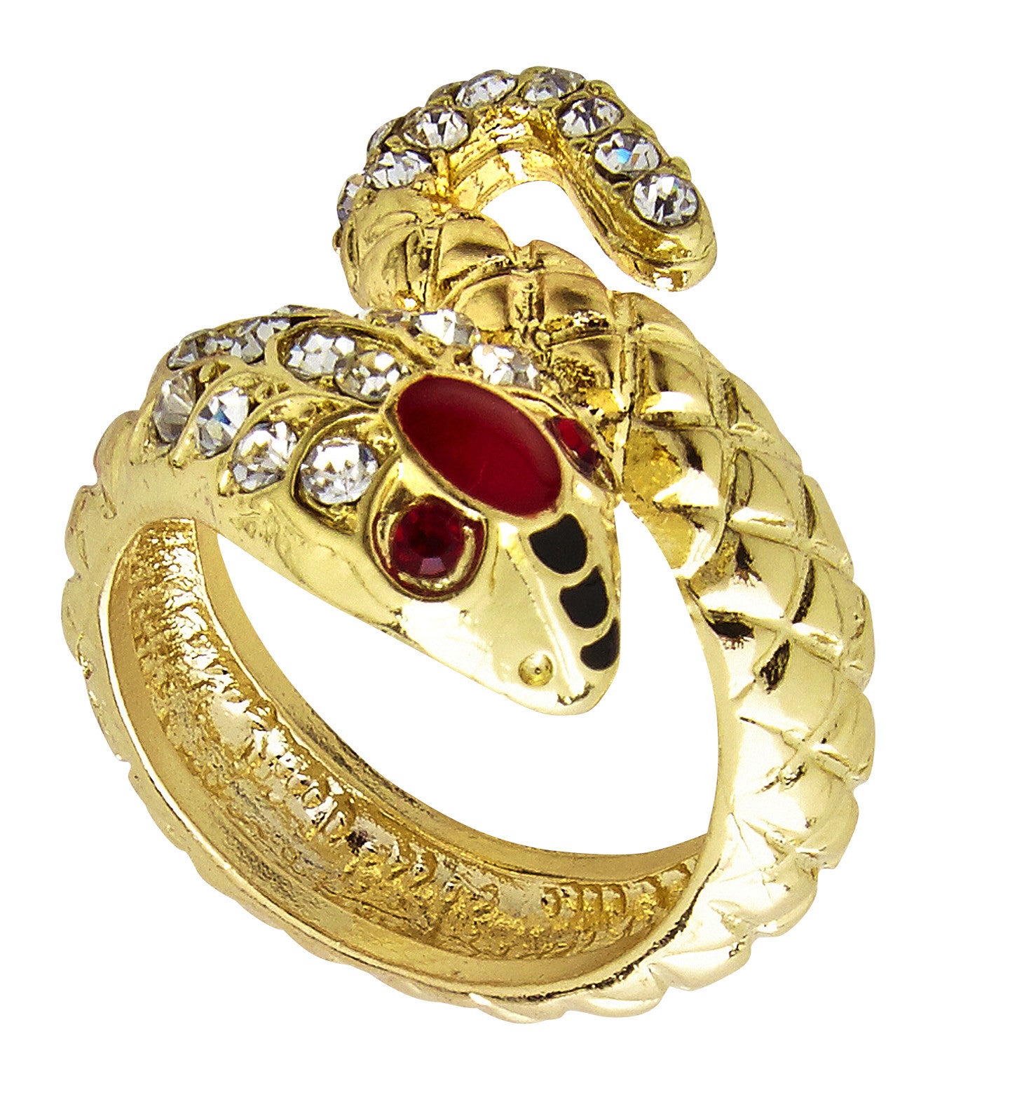 Anillo de Egipcia con Serpiente Dorada y Gemas