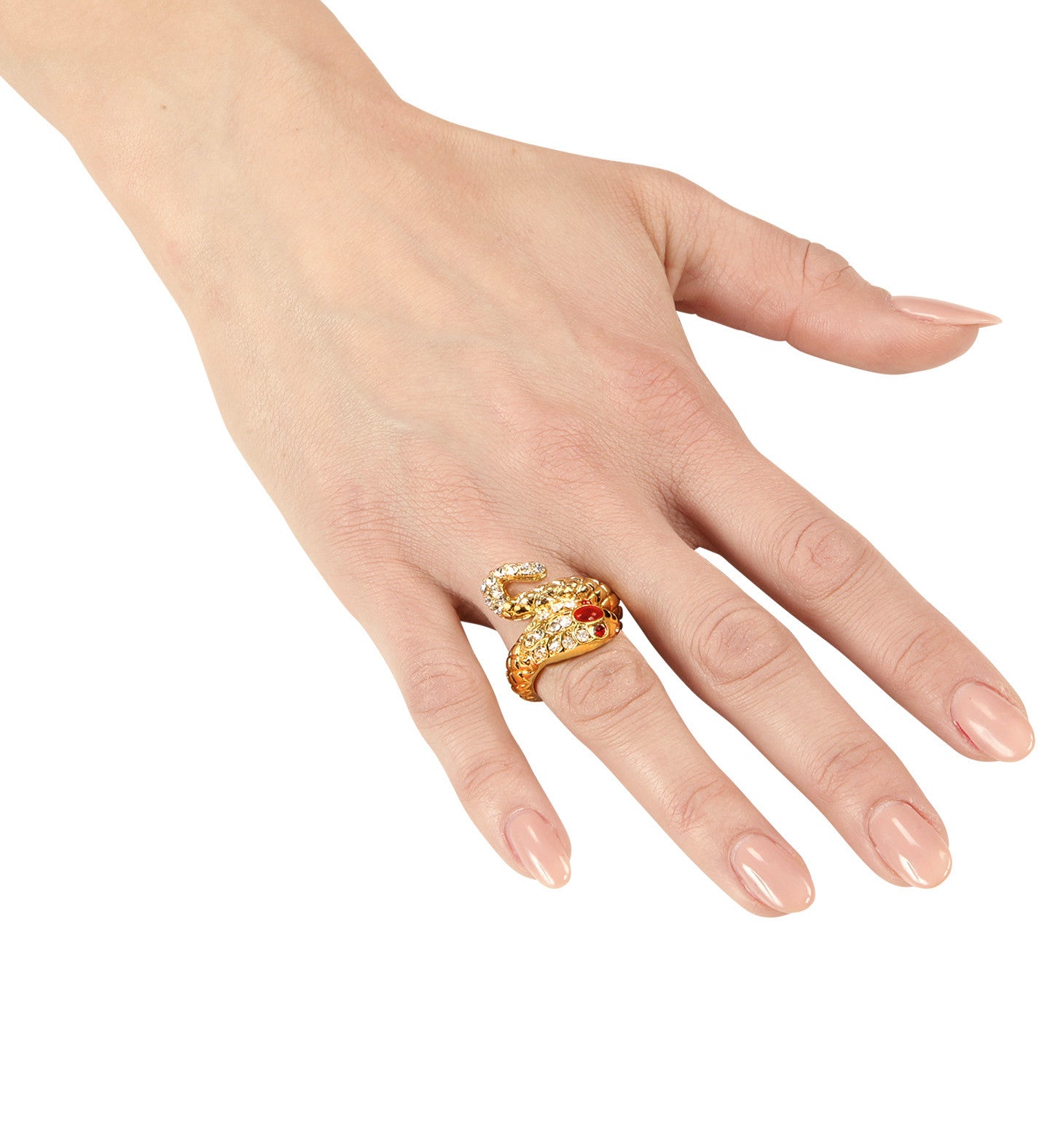 Anillo de Egipcia con Serpiente Dorada y Gemas