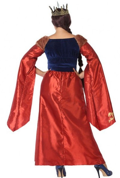 Disfraz de Reina Medieval Roja y Azul para Mujer