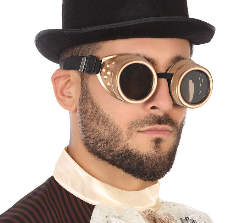 Gafas Steampunk Doradas con Cristal Oscuro