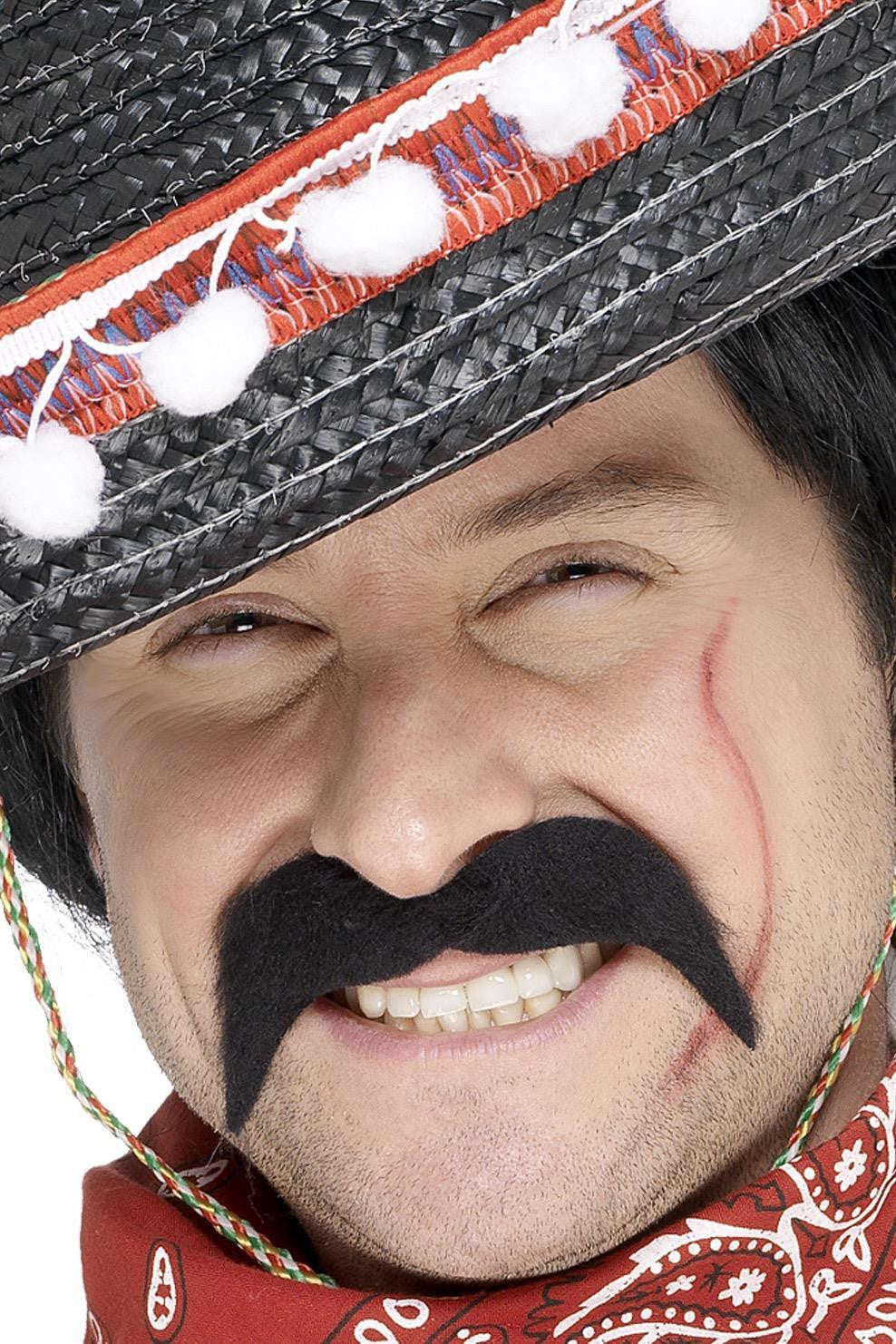 Bigote de Mexicano Negro con Adhesivo