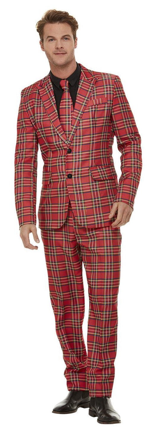 Traje de Escocés de Tartán Rojo para Hombre