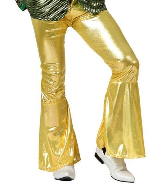 Pantalón de Campana Disco Dorado para Adulto