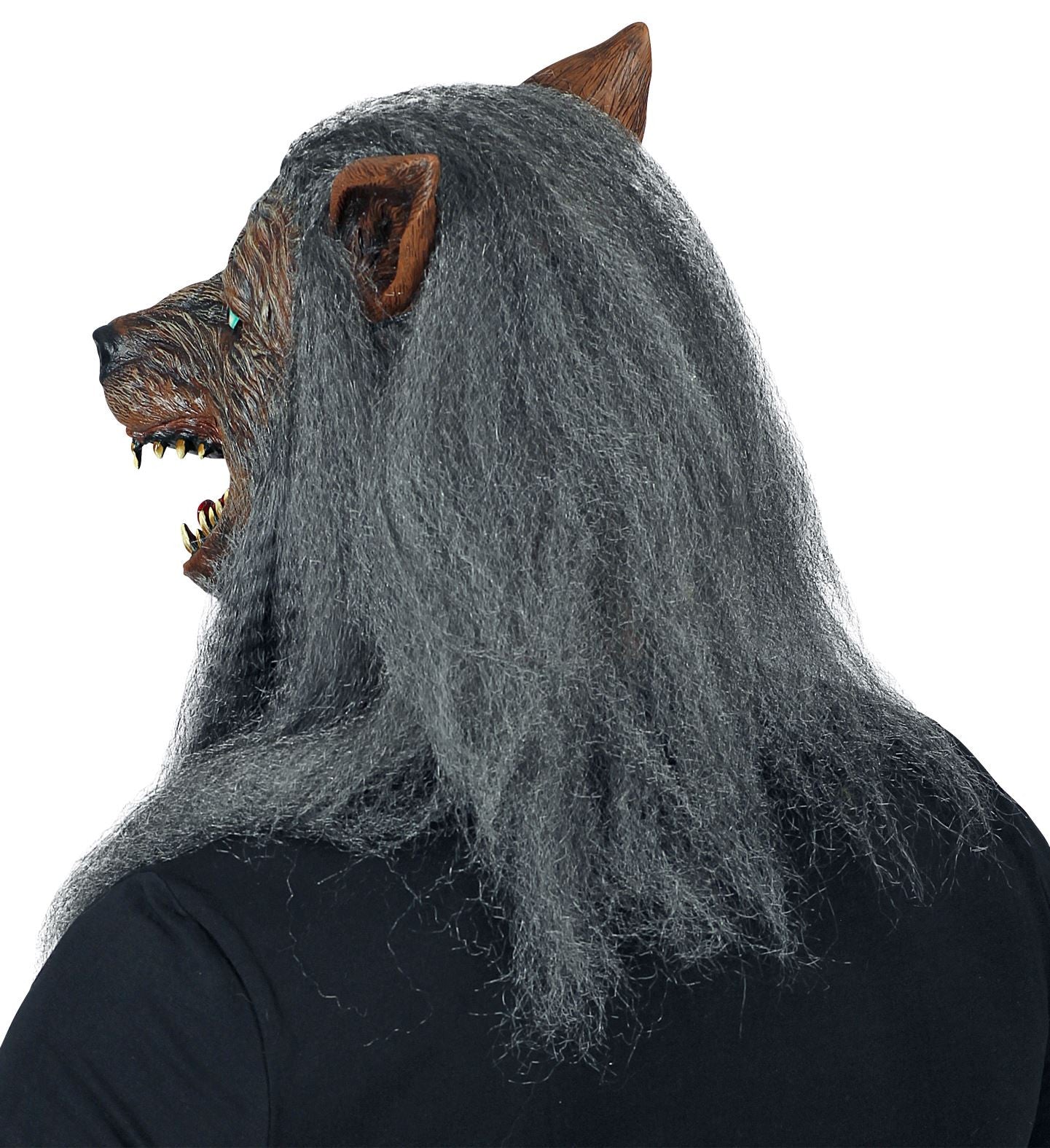 Máscara de Hombre Lobo con Pelo Largo Gris