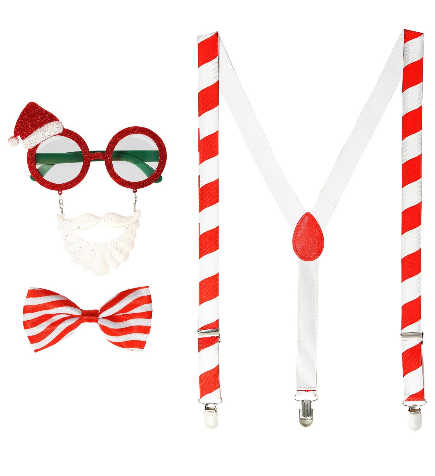 Kit de Papá Noel con Gafas , Pajarita y Tirantes