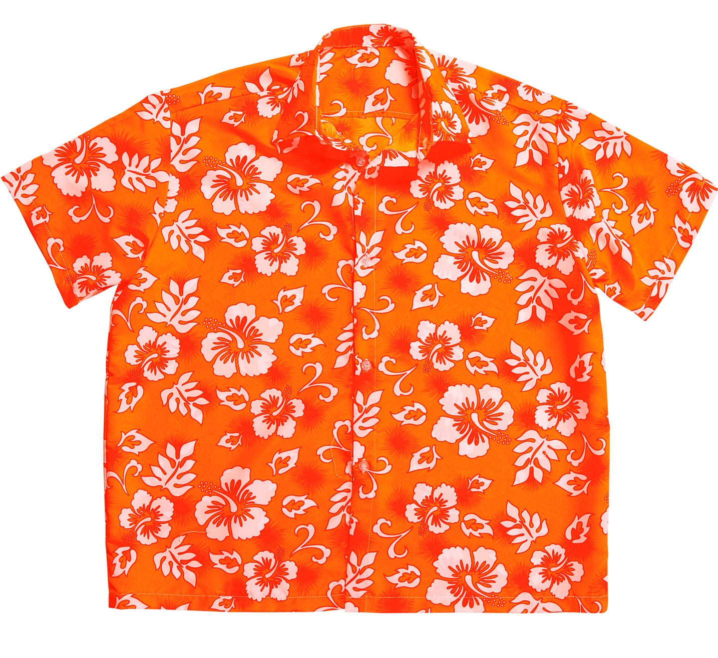 Camisa Hawaiana Naranja con Flores para Hombre