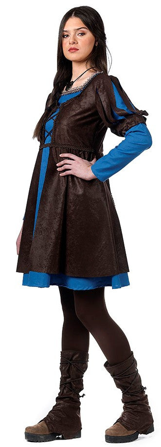 Disfraz de Princesa Medieval Azul Corto para Mujer