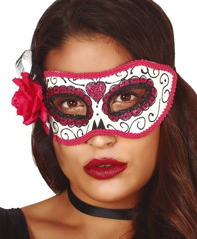 Antifaz de Catrina Rosa del Día de los Muertos