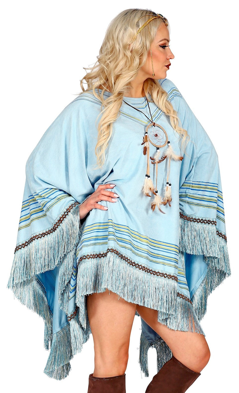 Poncho Hippie Azul Cielo para Mujer