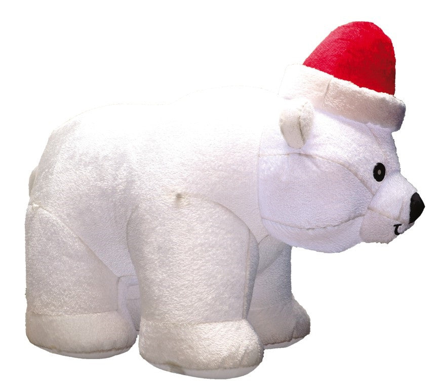 Oso Polar Hinchable con Pelo y Gorro de Papá Noel