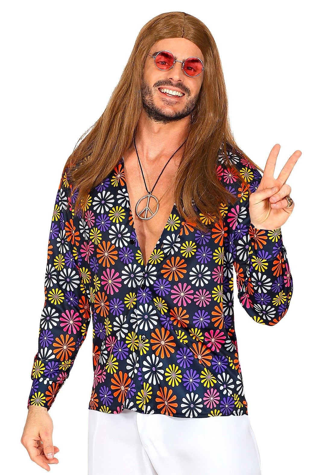 Camisa Hippie con Flores de Colores para Hombre