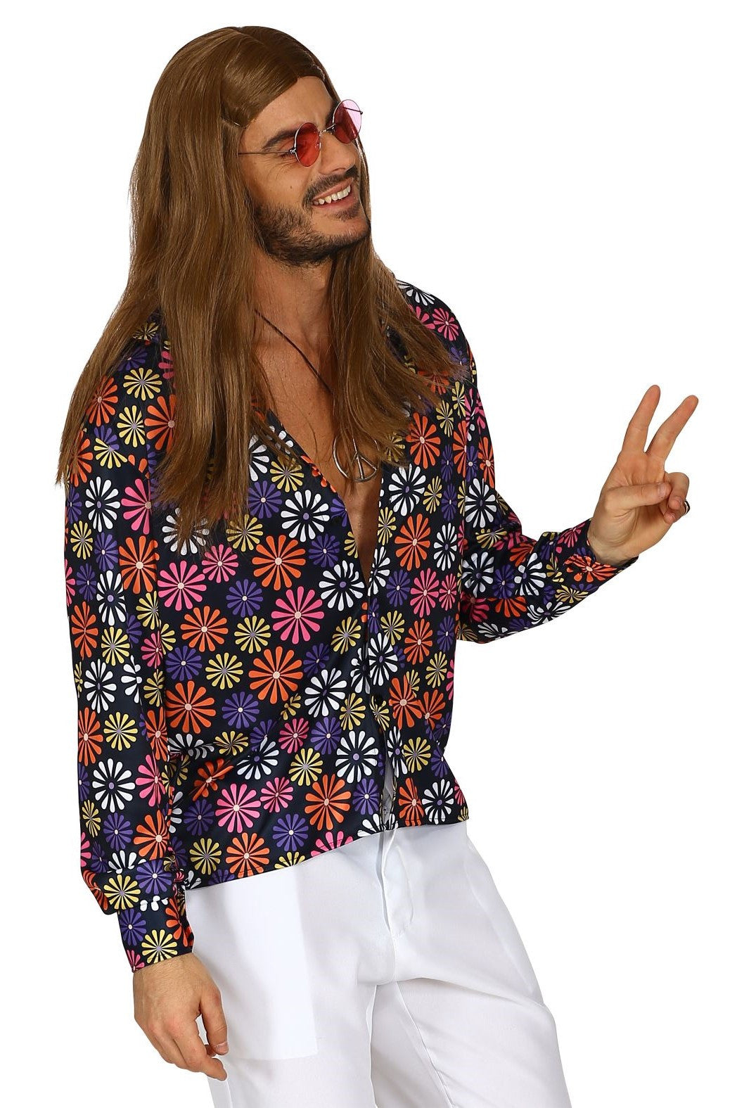 Camisa Hippie con Flores de Colores para Hombre