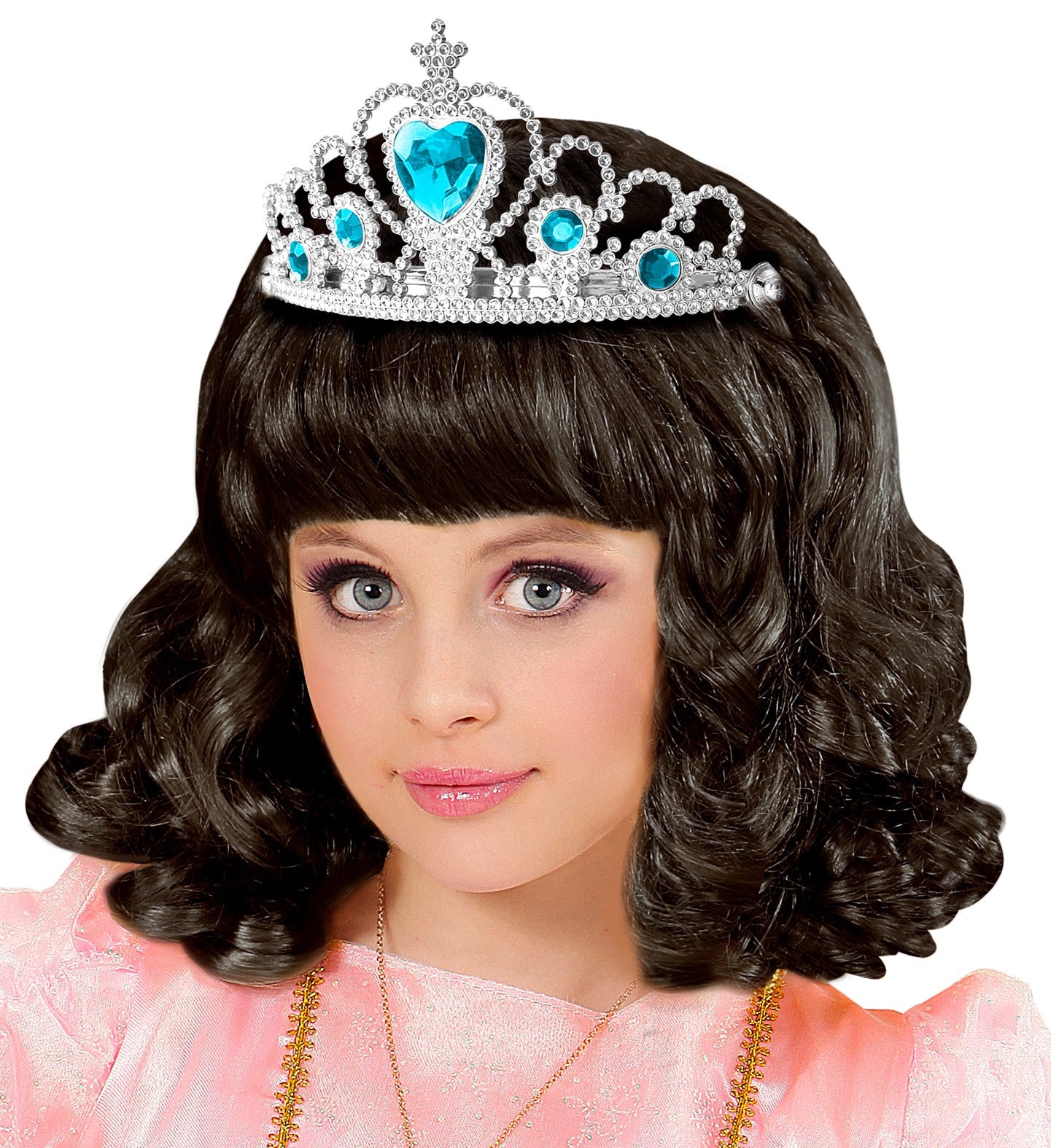 Tiara de Princesa Plateada con Gemas Azules Infantil