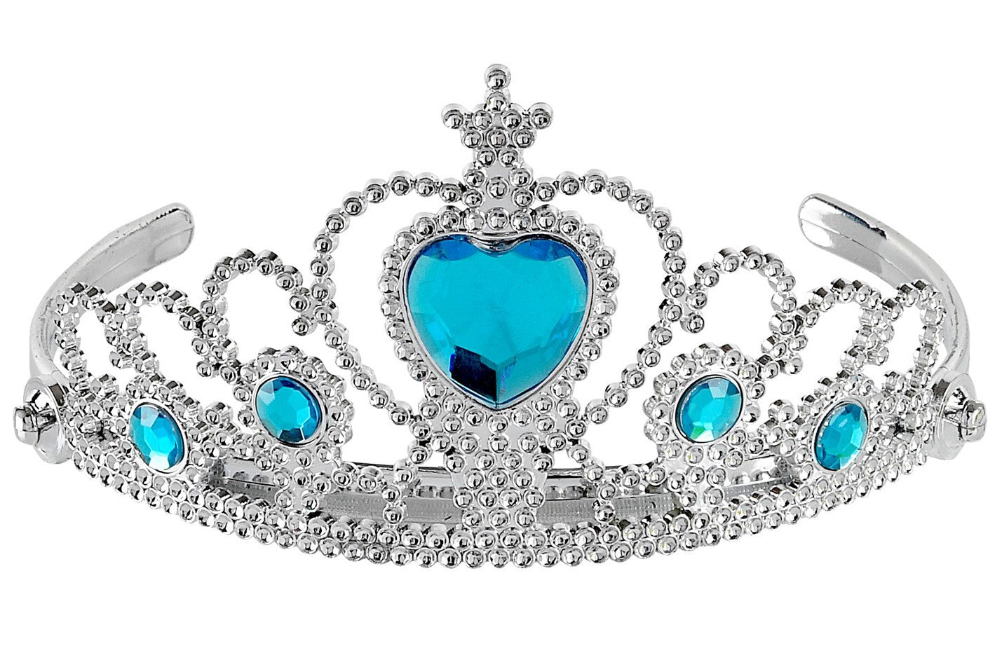 Tiara de Princesa Plateada con Gemas Azules Infantil