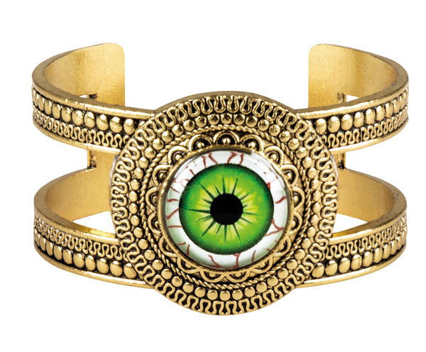 Brazalete Egipcio Metálico con Ojo Verde