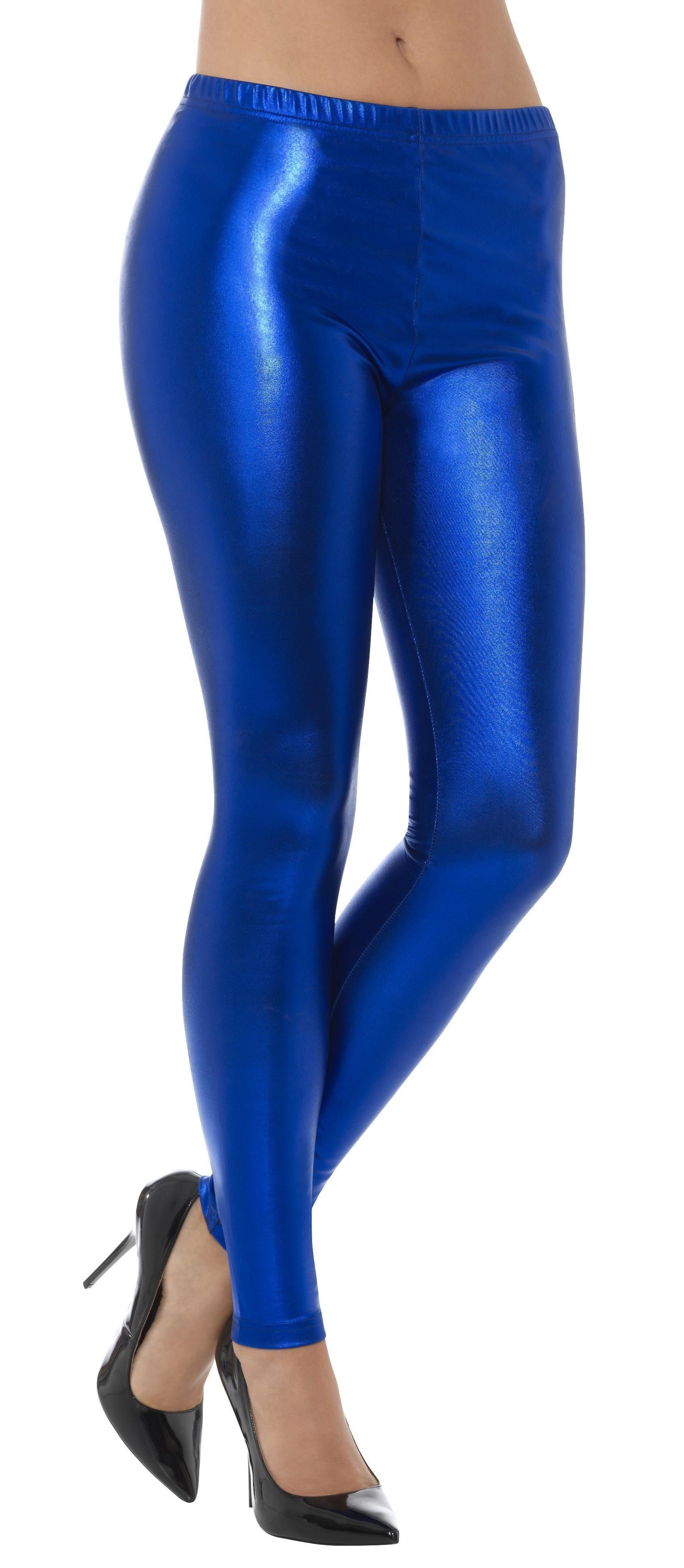 Leggings Azules Metalizados Años 80 para Mujer