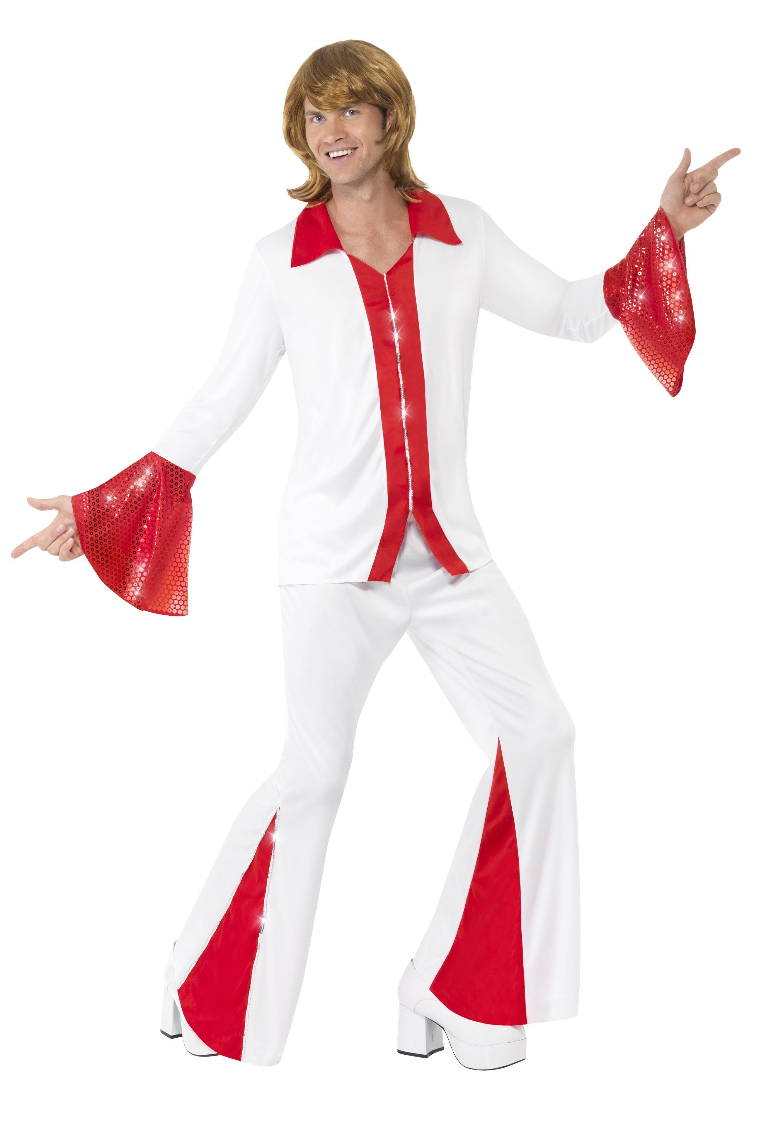 Disfraz de Abba Años 70 Rojo y Blanco para Hombre