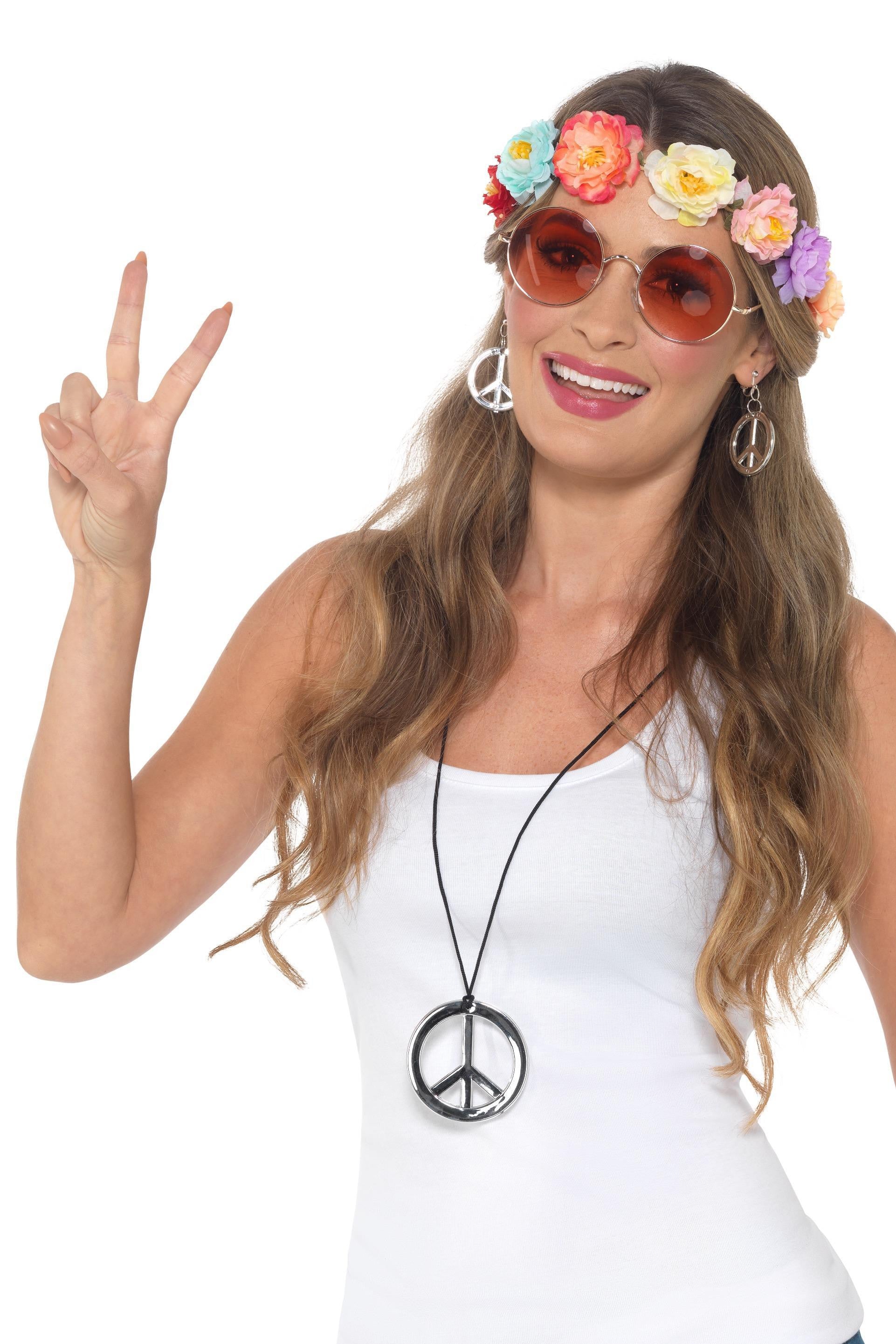 Kit de Hippie con Diadema, Gafas, Collar y Pendientes