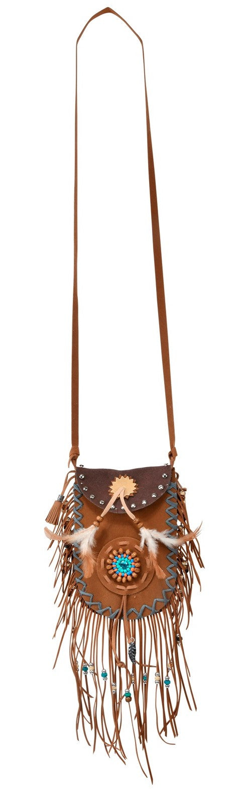 Bolso Indio Decorado con Flecos y Plumas