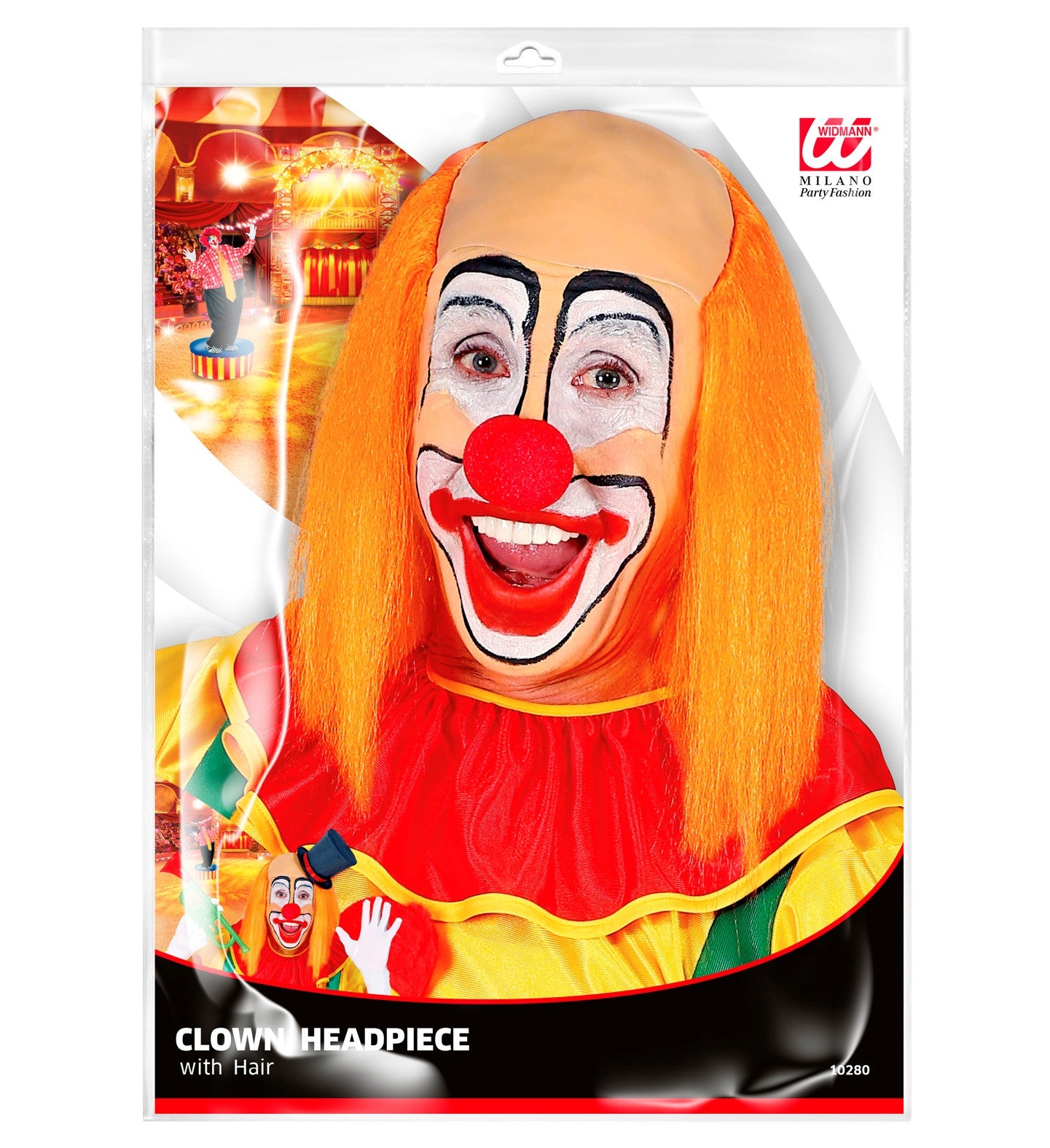 Peluca de Payaso Naranja Lisa con Calva