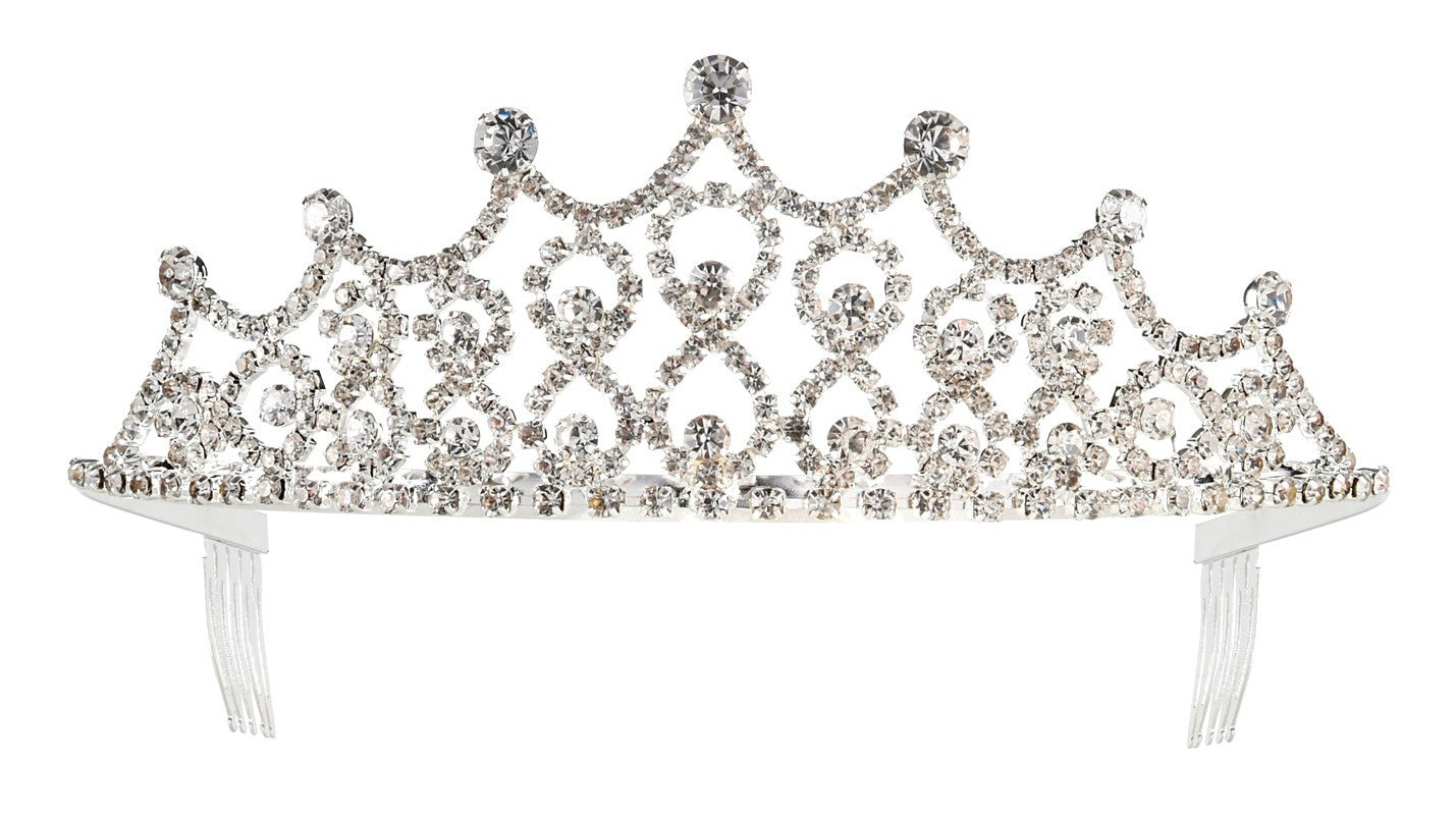 Tiara de Reina Metálica con Pedrería de Strass