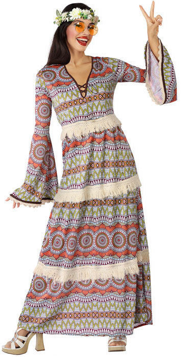 Disfraz de Hippie Vintage Largo para Mujer