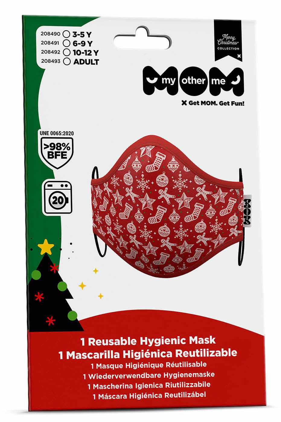 Mascarilla Roja Estampado Navidad Infantil