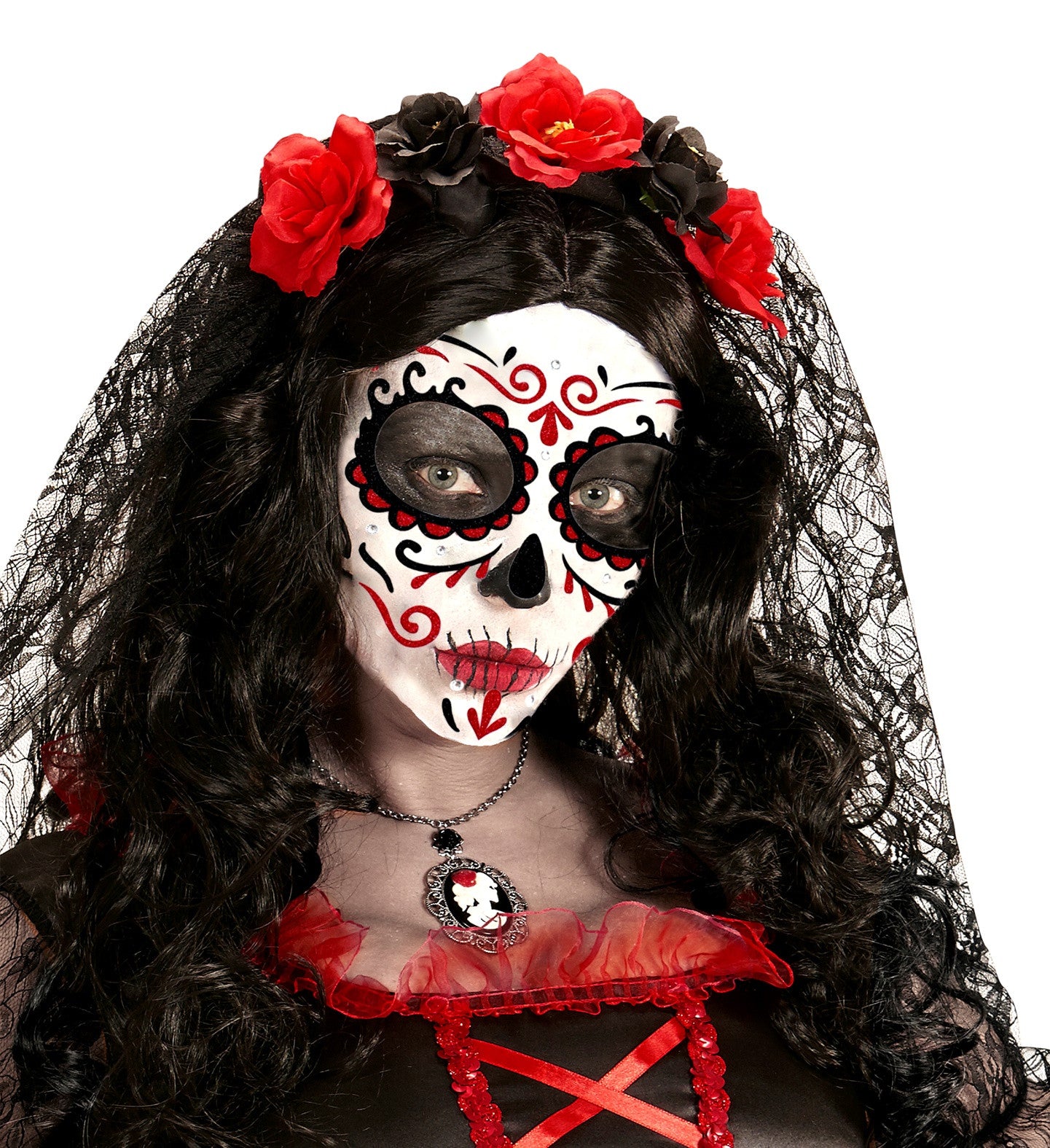 Set de Adhesivos de Catrina Rojo con Purpurina