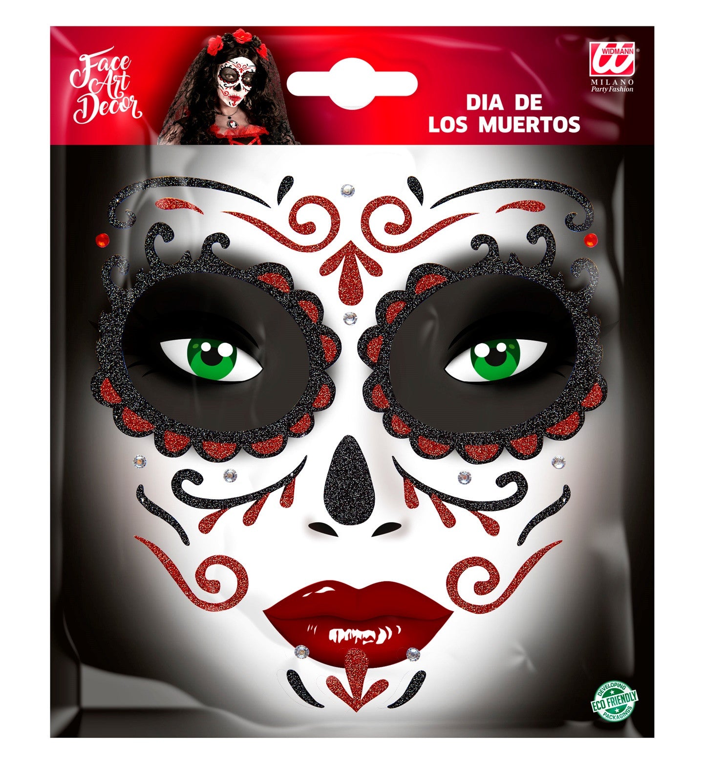 Set de Adhesivos de Catrina Rojo con Purpurina