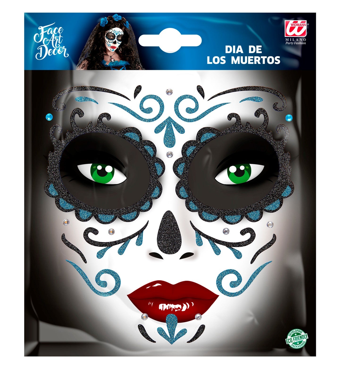 Set de Adhesivos de Catrina Azul con Purpurina