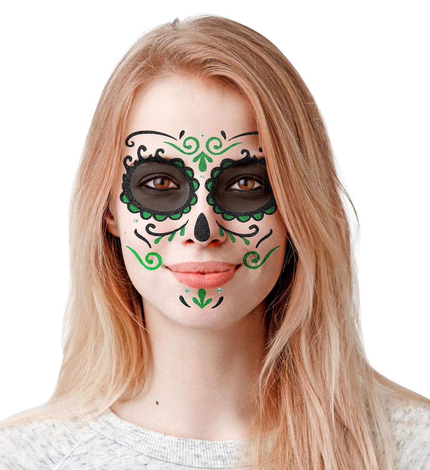 Set de Adhesivos de Catrina Verde con Purpurina