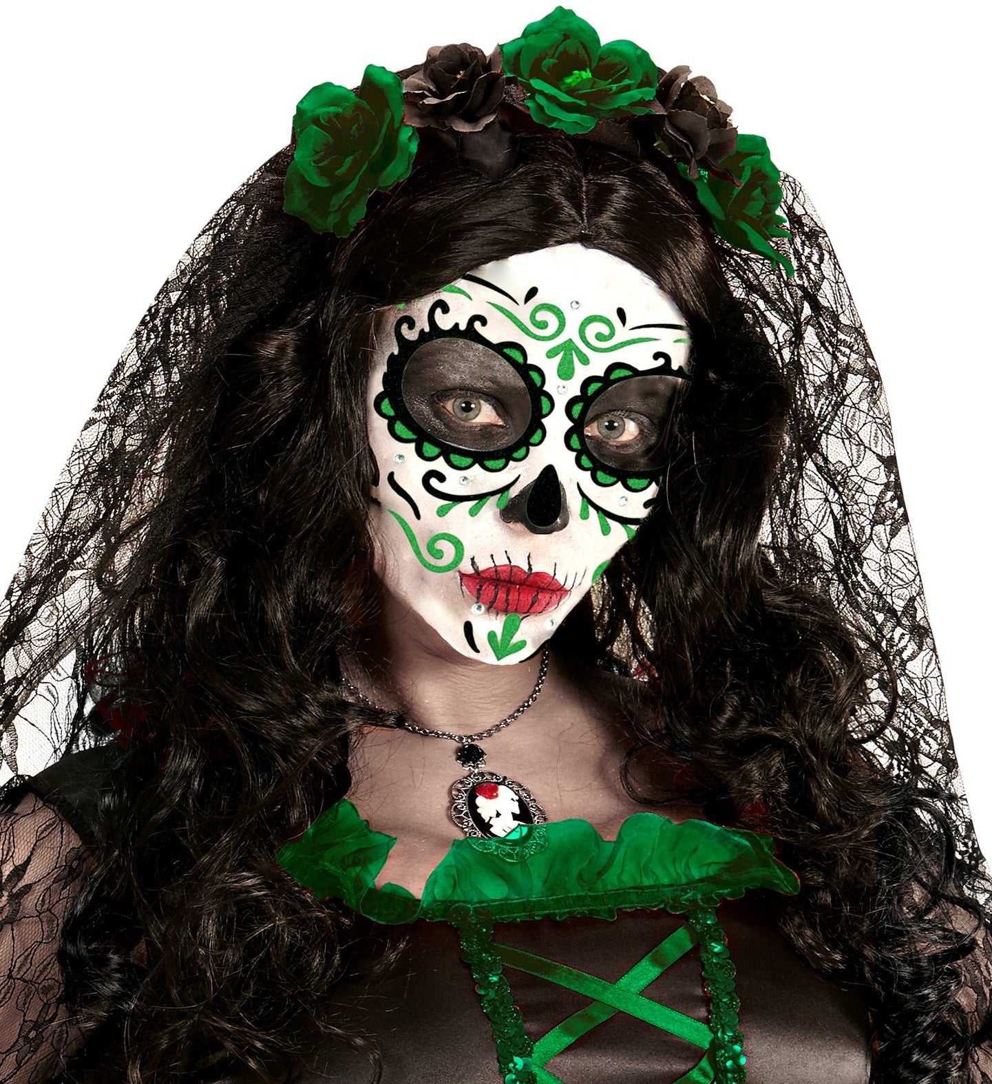 Set de Adhesivos de Catrina Verde con Purpurina