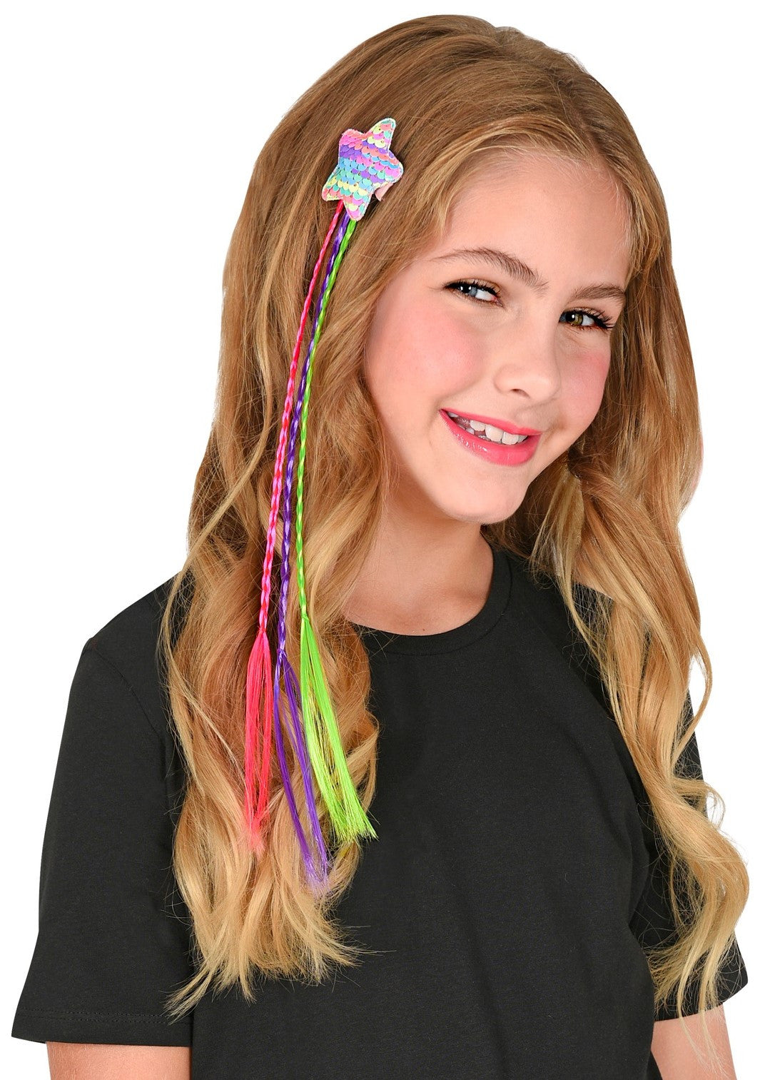 Estrella de Lentejuelas para el Pelo con Trenzas de Colores