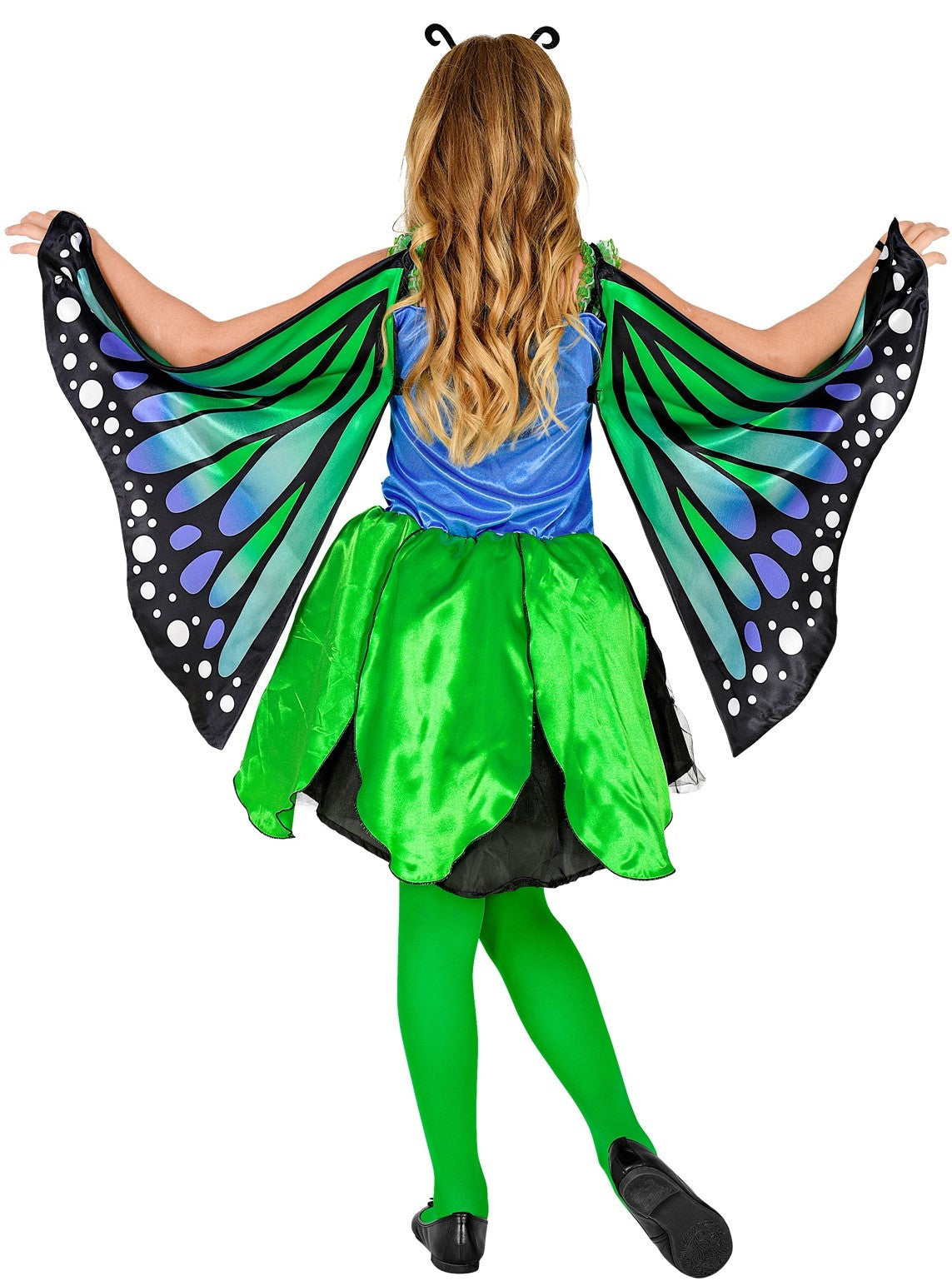 Disfraz de Mariposa con Alas Verde y Azul para Niña