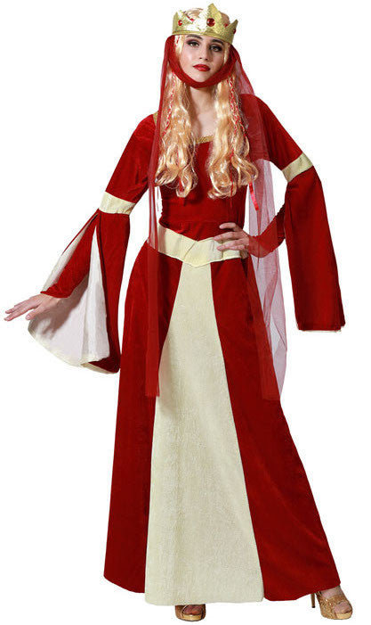 Disfraz de Reina Medieval Roja para Mujer