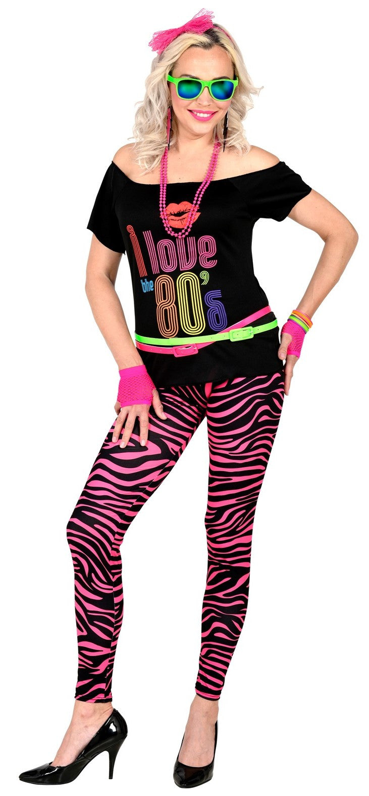 Leggings con Estampado de Tigre Rosa Neón Fluorescente