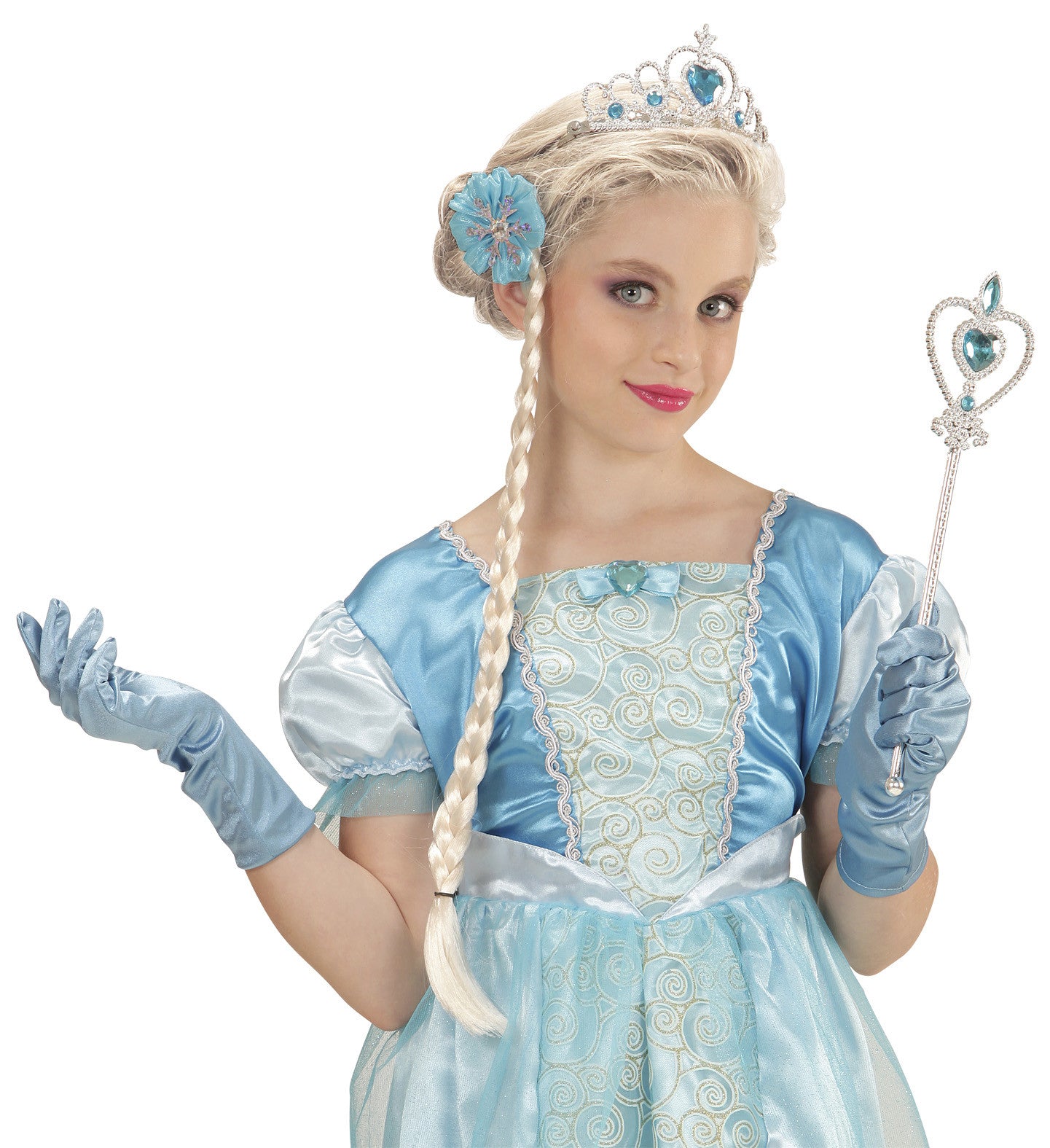 Kit de Princesa Frozen con Cetro, Tiara, Trenza y Guantes