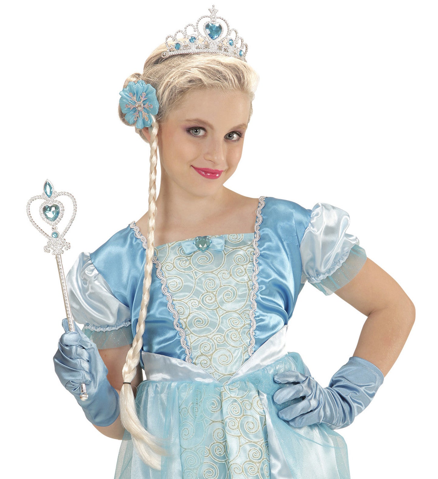 Kit de Princesa Frozen con Cetro, Tiara, Trenza y Guantes