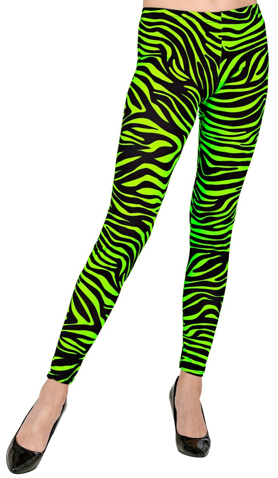 Leggings con Estampado de Tigre Verde Neón Fluorescente