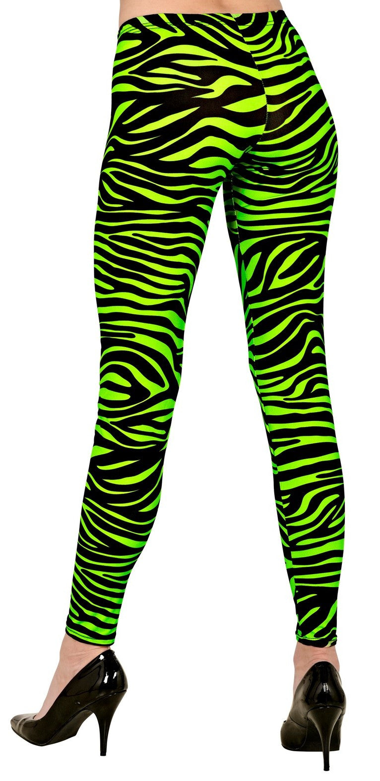 Leggings con Estampado de Tigre Verde Neón Fluorescente