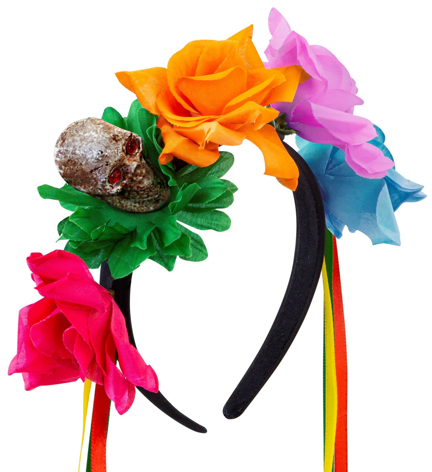 Diadema de Catrina con Rosas y Calavera