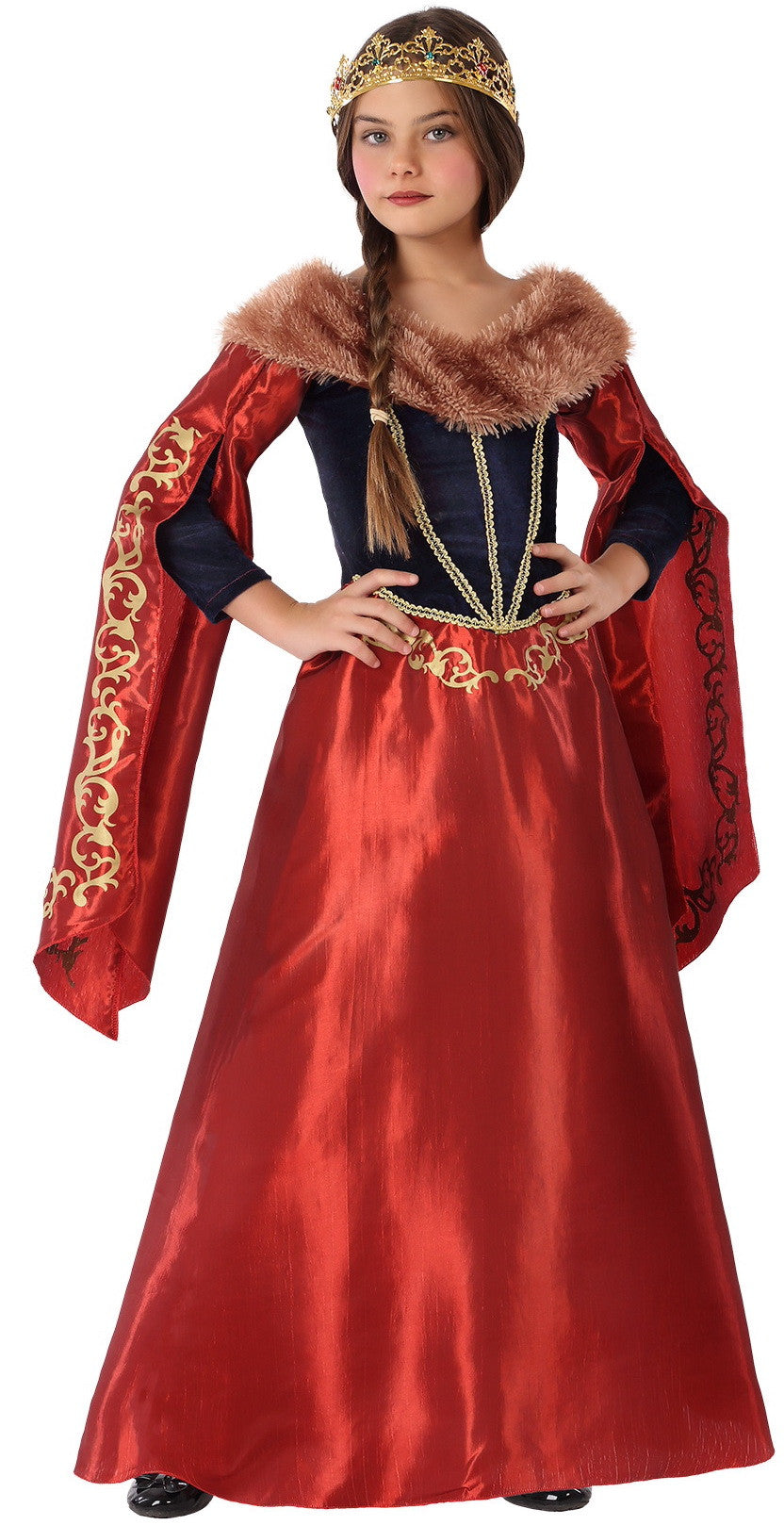 Disfraz de Reina Medieval Roja y Azul Infantil