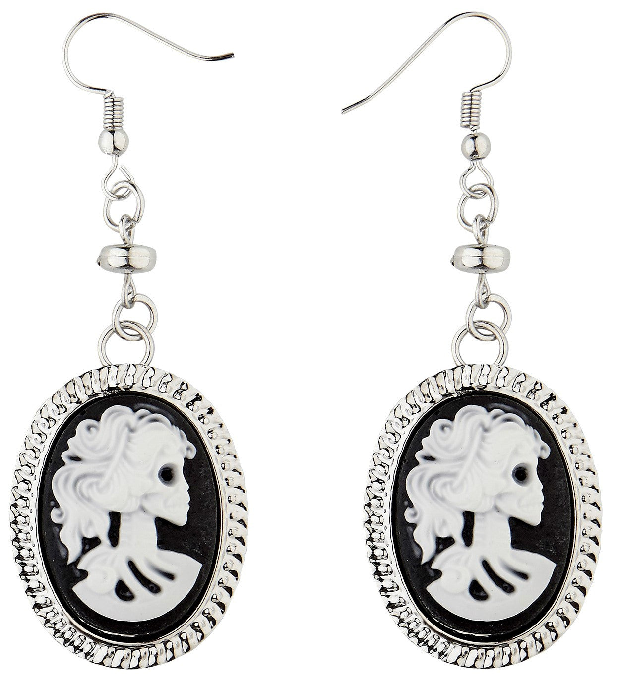 Pendientes Cameo de Catrina Blancos y Negros