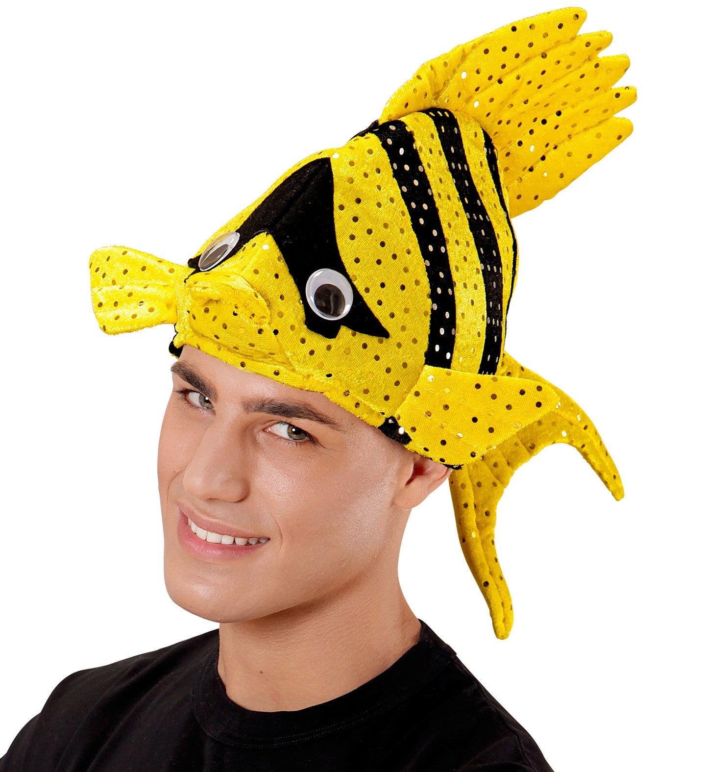 Gorro de Pez Tropical Amarillo y Negro