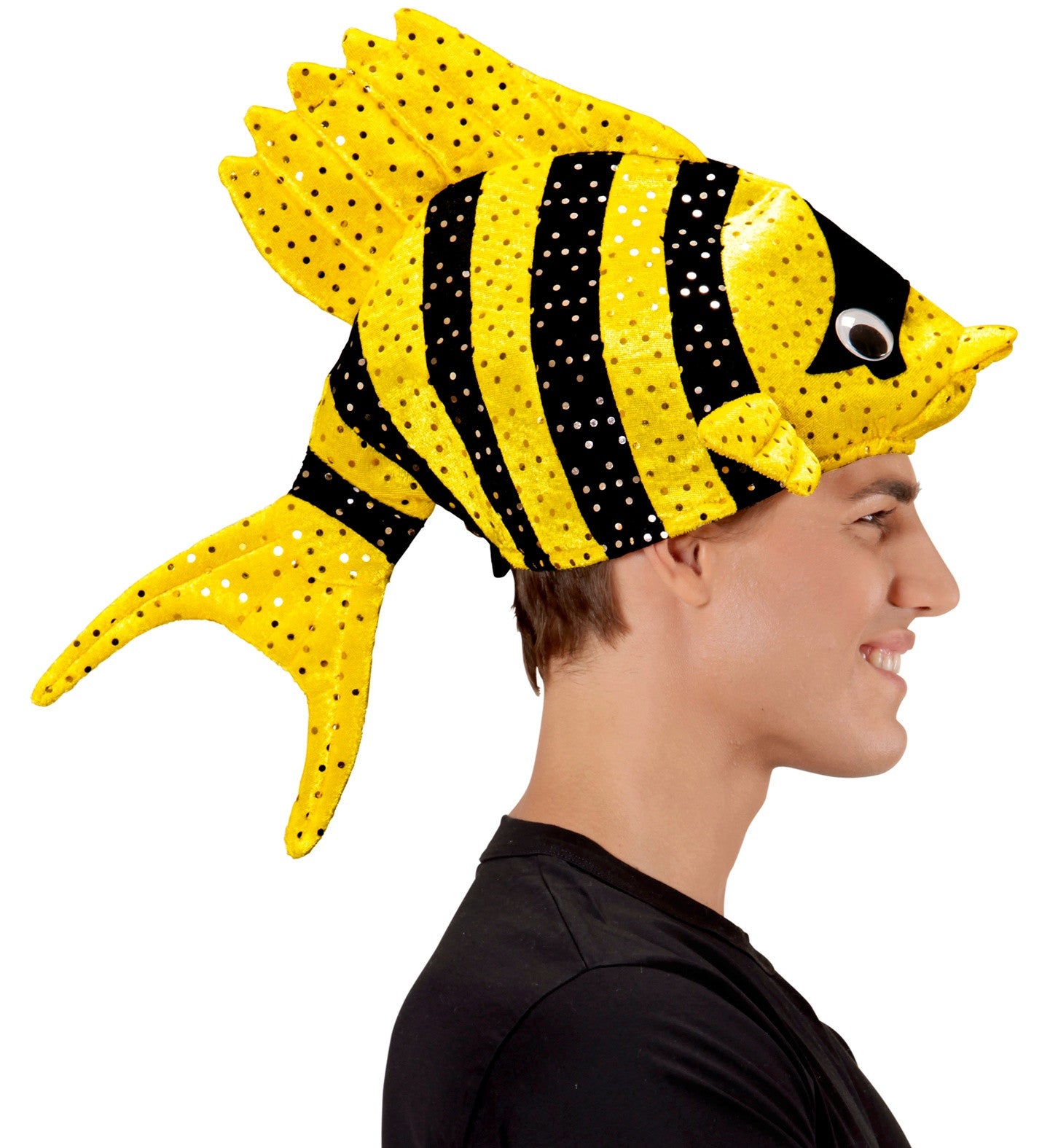 Gorro de Pez Tropical Amarillo y Negro